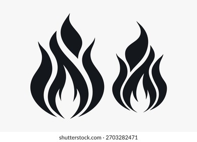 Stylish black fire symbol vector for heating energy and power concept