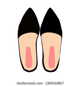 Stylish black flat shoes vector isolated spring summer fashion casual