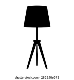 Stylish black floor lamp featuring a tripod base and a fabric shade, ideal for contemporary living room or bedroom lighting decor.