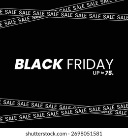Fundo elegante Black Friday com texto repetido e tipografia moderna