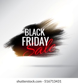 stylish black friday sale poster with paint brush stroke effect