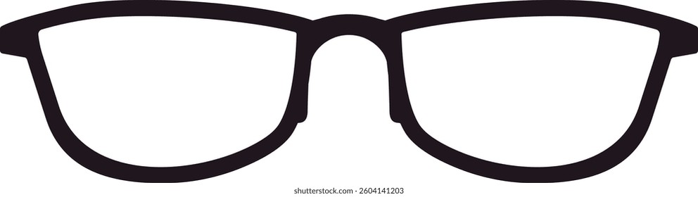 Stylish black glasses icon symbolizing vision, intelligence, and style, perfect for representing concepts related to eyesight, knowledge, and fashion