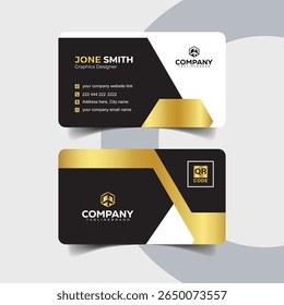 Stylish Black and Gold Business Card with White Accent Panel