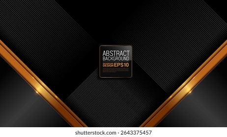 Stylish black and gold diagonal stripe background in 1920x1080 size, modern vector layout for energy, technology or business banner, high-end frame design, not made by AI