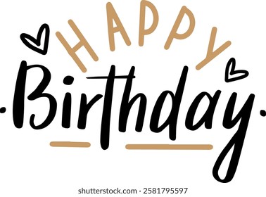 Stylish black and gold lettering conveying heartfelt birthday wishes, enhancing a festive atmosphere and celebrating joyous moments for a special occasion filled with love and happiness