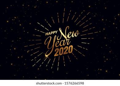 stylish black and golden happy new year 2020 background