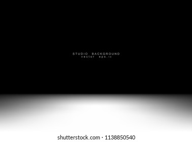 Stylish black gradient studio showcase room background with dark and light on wall texture abstract, empty space, can use for display your products. illustration Vector EPS 10