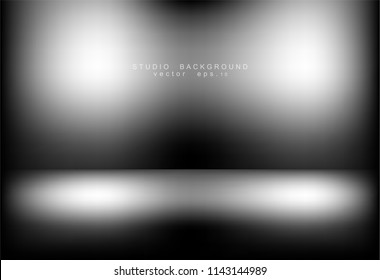 Stylish black gradient studio showcase room background with dark and light on wall texture abstract, empty space, can use for display your products. illustration Vector EPS 10