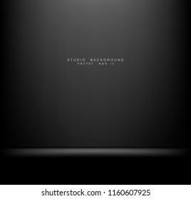 Stylish black gradient studio showcase room background with dark and light on wall texture abstract, empty space, can use for display your products. illustration Vector EPS 10