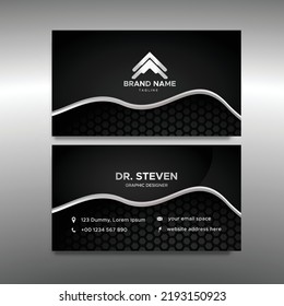 Stylish Black And Gray Wave Business Card. Black Id Card