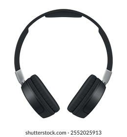 Auscultadores pretos elegantes com um design elegante com copos de orelha macios amortecidos. Perfeito para desfrutar de música, podcasts ou audiolivros em qualquer ambiente.