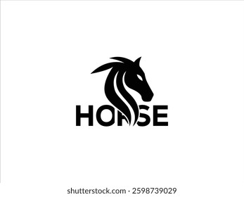 Stylish black horse head logo design.