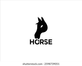 Stylish black horse head logo design.