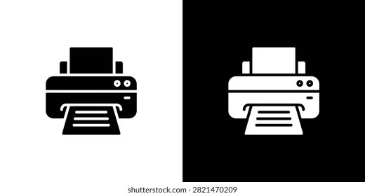 Stylish black inkjet printer icon with paper output tray perfect for office technology and digital design projects
