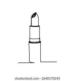 Stylish Black Lipstick Outline Drawing Beauty, Makeup, Cosmetics