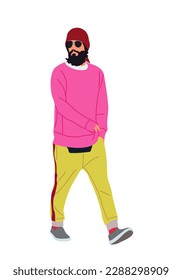 Stylish black man vector isolated on white. 
