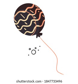 Stylish black peach color balloon, trendy vector style. Black Friday symbol for banner. Holiday attribute of party  birthday. Round flying Inflatable ball, decorate for print, web design, paper. 