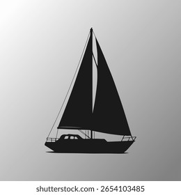 Silhueta de veleiro preto elegante com fundo gradiente para o design náutico