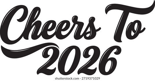 Stilvoller schwarzer Schriftzug für Jubilare bis 2026 Toast