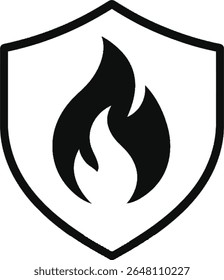 Stylish black shield with subtle flame, symbolizing protection and power