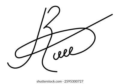 Stylish Black Signature. Fake autograph samples. Elegant Handwritten Autograph, Digital Ink Signature, Isolated on Transparent Background for examples of documents, certificates and contracts