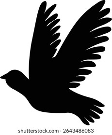 Stylish Black Silhouette of Flying Bird Vector Art
