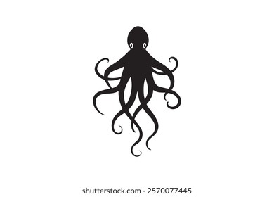 Stylish Black Silhouette of an Octopus