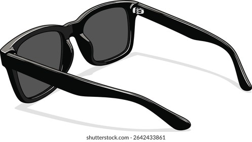 Ilustración vectorial de gafas de sol negras con estilo para el diseño de moda y conceptos de verano