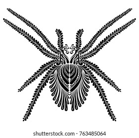 Stylish black tattoo spider isolated on white background
