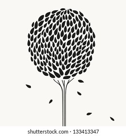 Stylish black tree. Vector illustration