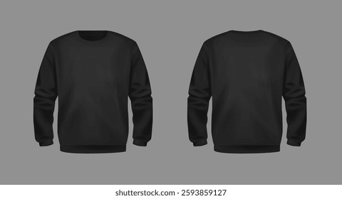 Stylish Black Unisex Hoodie. Front and Back View. Sports hoodies. Cozy clothes.