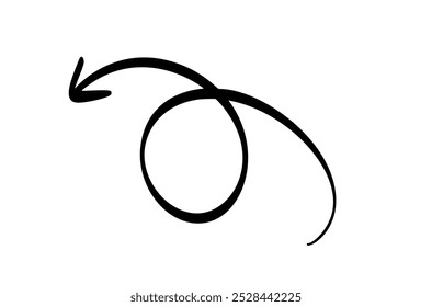 Elegante flecha espiral de Vector negro con líneas suaves y fluidas. Perfecto para proyectos creativos, presentaciones, infografías y Elementos de diseño, que simbolizan la dirección o el movimiento.