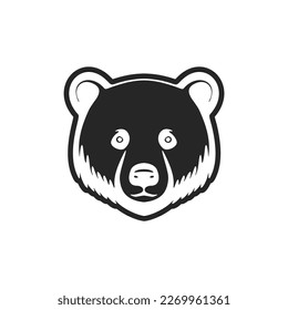A stylish black and white bear vector logo.