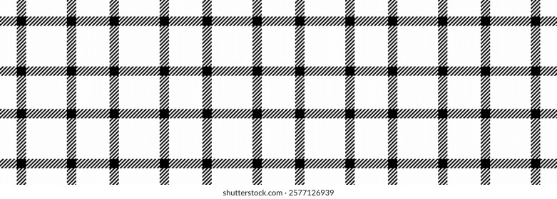 Stylish black and white checkered pattern.  Perfect for textile design, website backgrounds, or fashion illustrations.  Clean, geometric design offers versatility and a modern aesthetic.