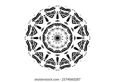 Stylish Black and White Circular Design Showcasing Intricate Mandala Motifs on a Pristine White Surface	
