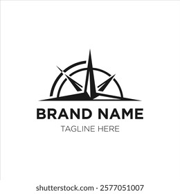 A stylish black and white compass logo icon, perfect for navigation, travel, or adventure brands. This clean and minimalist design is fully customizable.