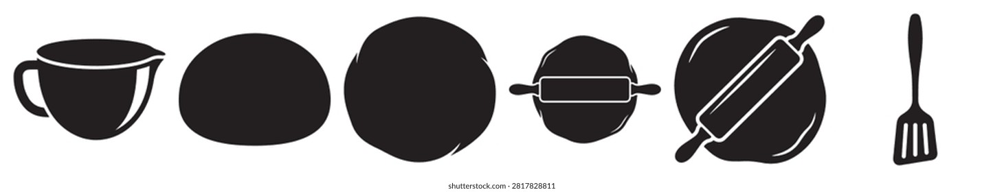 Stylish black and white cutlery with round and oval shapes on neutral background suitable for food service, dining, culinary, or restaurant visuals