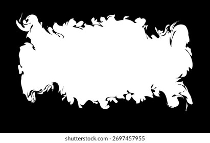 Stylish black and white decorative frame with abstract floral and ink style edges. Perfect for invitation cards, posters, banners, and background design