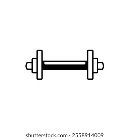 A stylish black and white dumbbell icon, featuring a minimalist design with bold outlines. Perfect for fitness applications, gym branding, and health-related graphics.
