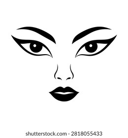 Stylish black and white face with dramatic makeup