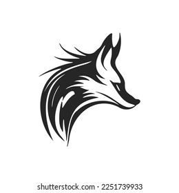 Stylish black and white fox vector logo design.