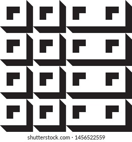 Stylish black and white isometric background with cubes with shadow Vector illustration
