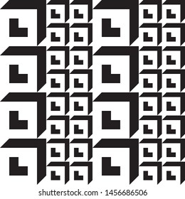 Stylish black and white isometric background with cubes with shadow Vector illustration