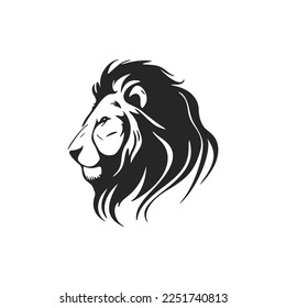 Stylish black and white lion vector logo design.