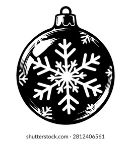 Stylish black and white ornament featuring intricate snowflake patterns, perfect for holiday decorations and winter themes.