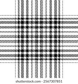 Stylish black and white plaid pattern.  Perfect for textile design, website backgrounds, or fashion projects.  High-resolution image offers crisp lines and clean design.