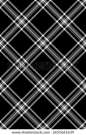 Stylish black and white plaid pattern.  Geometric textile design ideal for fashion, web design, or print projects.  Creates a sophisticated, modern feel.