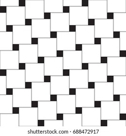 Stylish black and white rectangular tile. Seamless vector pattern