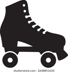 Stylish black and white roller skate silhouette vector design for sport and retro themed graphics