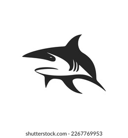 A stylish black and white shark logo vector for your company's branding.